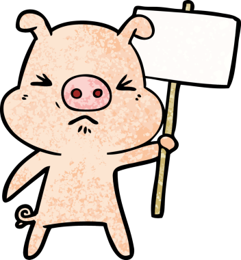 Bir insan tarafından çizilmiş kızgın domuz çizgi filmi.