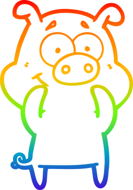 gökkuşağı gradyan çizimi mutlu çizgi domuz çizimi bir insan tarafından çizilmiş