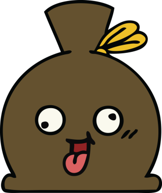 Bir insan tarafından çizilmiş şirin bir çuval karikatürü