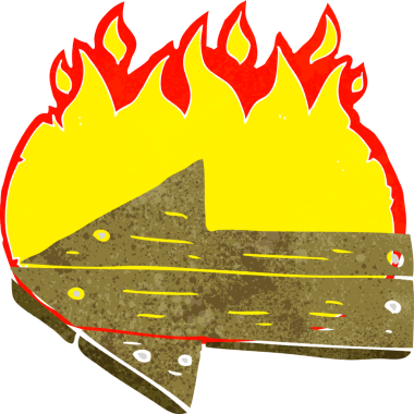 bir insan tarafından çizilmiş çizgi film yakma yönü oku