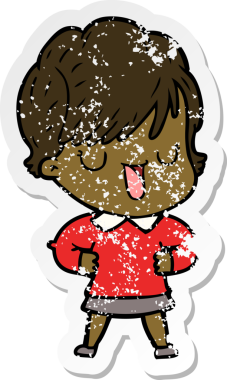 Bir insan tarafından çizilmiş karikatür kadının sıkıntılı çıkartması.