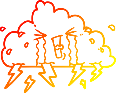 Bir insan tarafından çizilmiş bir çizgi film bulutunun sıcak gradyan çizimi