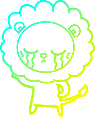 Bir insan tarafından çizilmiş ağlayan bir aslanın soğuk gradyan çizgisi.