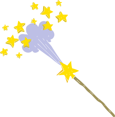 Bir insan tarafından çizilmiş sihirli değneğin düz renk çizimi