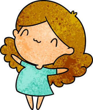 Bir insan tarafından çizilmiş sevimli bir kawai kızının desenli çizimi.