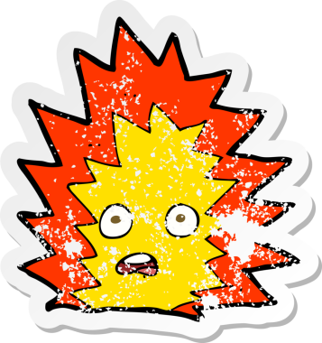 Bir insanın çizdiği karikatür patlamasının gerilimli retro çıkartması.