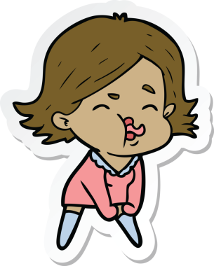 Bir insan tarafından çizilmiş bir karikatür kızının çıkartması.