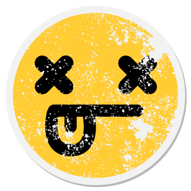 Ölü yüz dairesel etiketi bir insan tarafından çizilmiş.