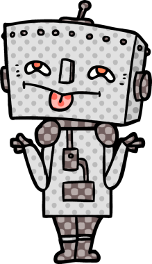 Bir insan tarafından çizilmiş çizgi film robotu