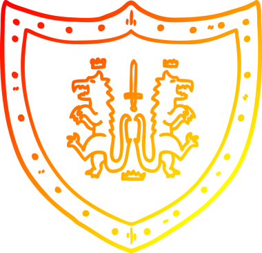 Bir insan tarafından çizilen karikatür hanedan kalkanının sıcak çizgi çizimi