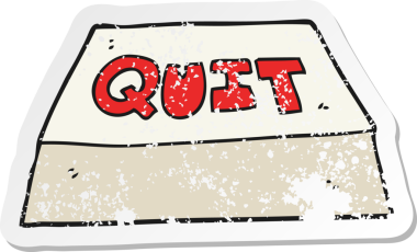 Bir çizgi filmin gerilimli retro etiketi Bir insan tarafından çizilmiş çıkış düğmesi