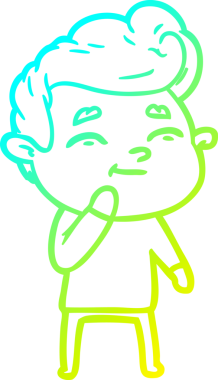 Bir insan tarafından çizilmiş mutlu bir çizgi film karakteri çizimi.