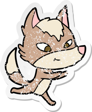 Bir insan tarafından çizilmiş dost canlısı bir kurdun sıkıntılı çıkartması.