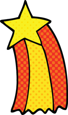 Bir insan tarafından çizilmiş çizgi roman tarzı kayan yıldız.