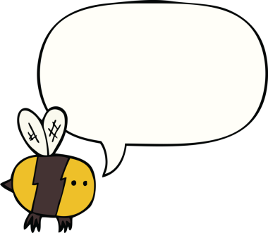 Bir insan tarafından çizilmiş konuşma balonlu çizgi film arısı.