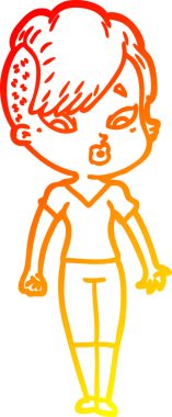 Bir çizgi film karakteri, bir insan tarafından çizilmiş bir kızı şaşırttı.