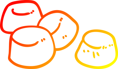 Bir çizgi filmin sıcak gradyan çizimleri bir insan tarafından çizilmiş lezzetli şekerlemeler.