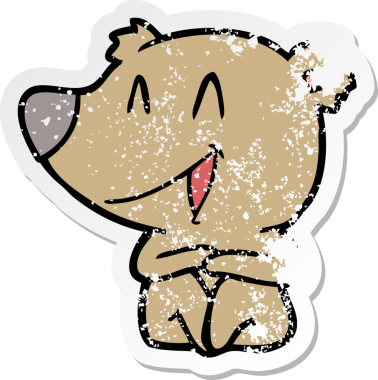 Bir insanın çizdiği gülen ayı karikatürünün sıkıntılı çıkartması.