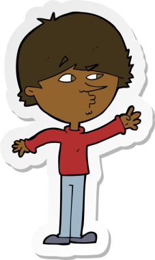 Bir insan tarafından çizilmiş endişeli bir adamın çıkartması.