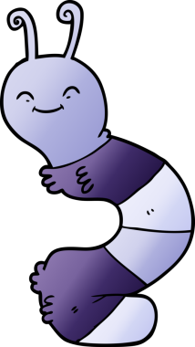 Bir insan tarafından çizilmiş mutlu bir tırtıl.