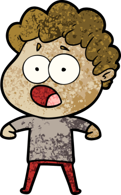 Bir insan tarafından çizilmiş bir karikatür adamı şaşkınlıkla nefes nefese kaldı.