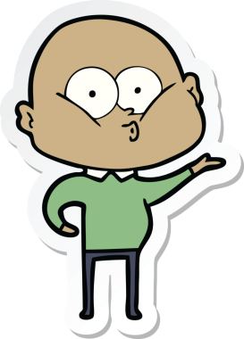 Bir insan tarafından çizilmiş kel bir adamın çıkartması.