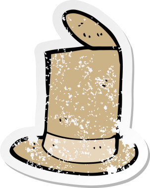 Bir insan tarafından çizilmiş eski bir silindir şapkanın gerilimli çıkartması.