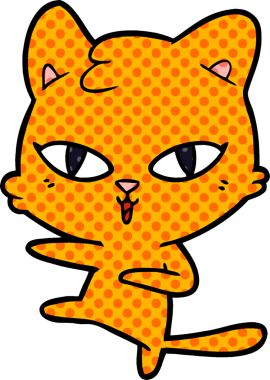 Bir insan tarafından çizilmiş çizgi film kedisi.