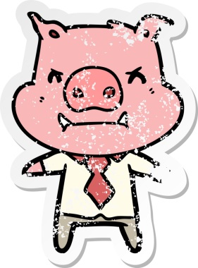 Bir insan tarafından çizilmiş kızgın bir çizgi film patronunun sıkıntılı çıkartması.