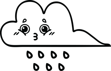 Bir insan tarafından çizilmiş yağmur bulutunun çizgi çizimi