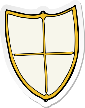 Bir insan tarafından çizilmiş bir karikatür Heraldik kalkanının çıkartması