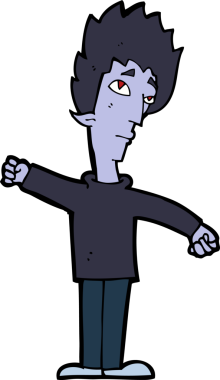 Bir insan tarafından çizilmiş vampir adam çizgi filmi.