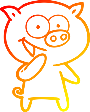 Bir insan tarafından çizilmiş gülen domuz çizgi filmi.