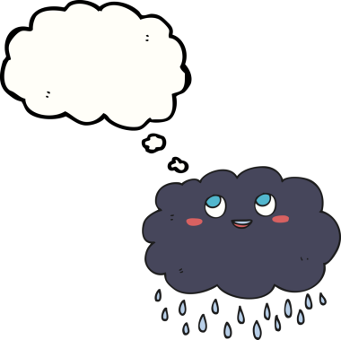 Bir insan tarafından çizilmiş serbest çizim balon karikatür yağmur bulutu