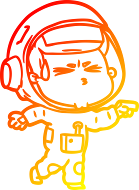 Bir çizgi film karakteri, bir insan tarafından çizilmiş astronot çizimi.