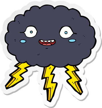 Bir insan tarafından çizilmiş mutlu bir yağmur bulutunun çıkartması.