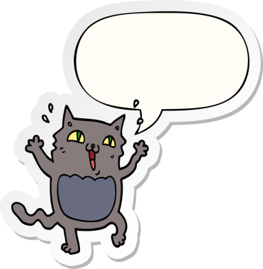 Bir insan tarafından çizilmiş konuşma kabarcığı çıkartmalı çılgın bir çizgi film.