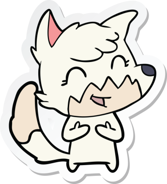 Bir insan tarafından çizilmiş mutlu bir tilkinin çıkartması.