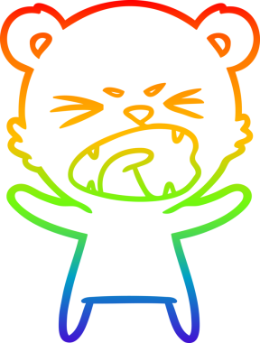 Bir insan tarafından çizilmiş kızgın bir kutup ayısının gökkuşağı gradyanı çizimi