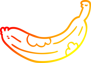 Bir insan tarafından çizilen muza dönüşen bir çizgi filmin sıcak gradyan çizimi