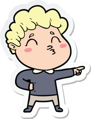 Bir insan tarafından çizilmiş karikatür adamın çıkartması.