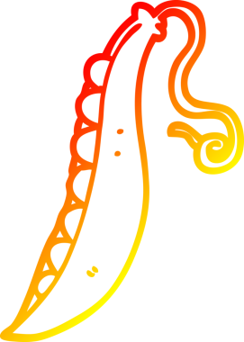 Bir insan tarafından kabuk içinde çizilmiş bir bezelyenin sıcak çizgi çizimi