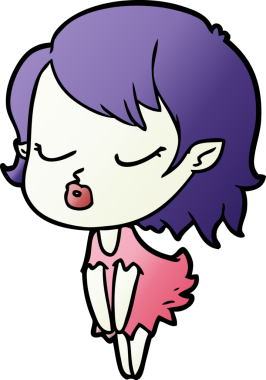 Bir insan tarafından çizilmiş şirin vampir kız çizgi filmi.