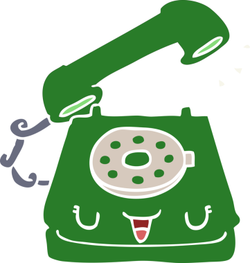 Bir insan tarafından çizilmiş şirin düz renkli çizgi film telefonu