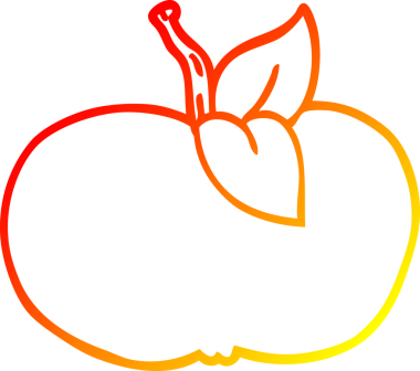 Bir insan tarafından çizilmiş sulu bir elmanın sıcak çizgi çizimi