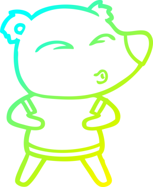 Bir insan tarafından çizilmiş ıslık çalan bir ayının soğuk çizgi çizimi.