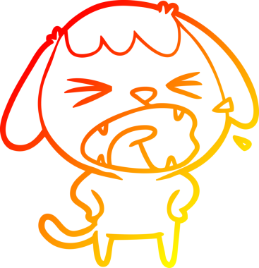 Bir insan tarafından çizilmiş şirin bir köpeğin sıcak çizgi çizimi.