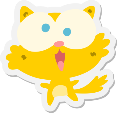 Bir insan tarafından çizilmiş çılgın çizgi film kedi çıkartması.