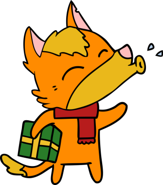 Bir insan tarafından çizilmiş tilki çizgi film karakteri.