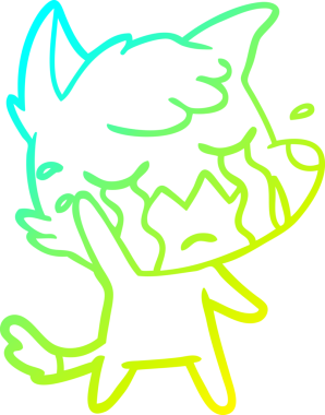 Ağlayan bir tilki çizgi filminin insan tarafından çizilmiş soğuk gradyan çizimi.